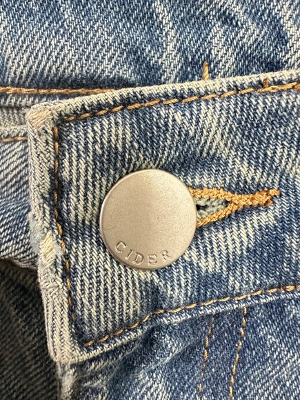 Cider Denim Jeans Womans Size Large Light Blue Cargo Tie Detail Wide Leg Denim - Picture 6 of 13